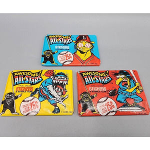 Awesome All-stars Baseball Stickers 1988 Leaf Bubble Gum 3 Packs Rat Fink
